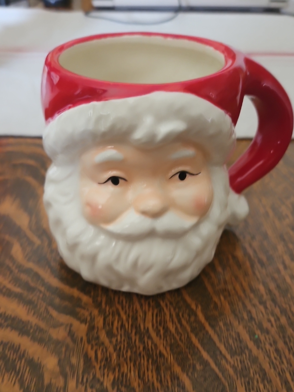 Christmas Santa Ceramic Mug - Red and White Festive Holiday Cup